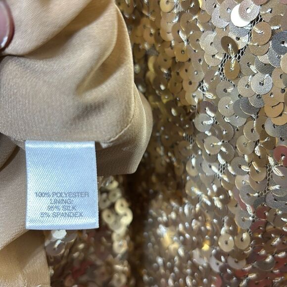St. John women’s dress 6 gold sequined event party occasion silk lined New - Picture 9 of 9